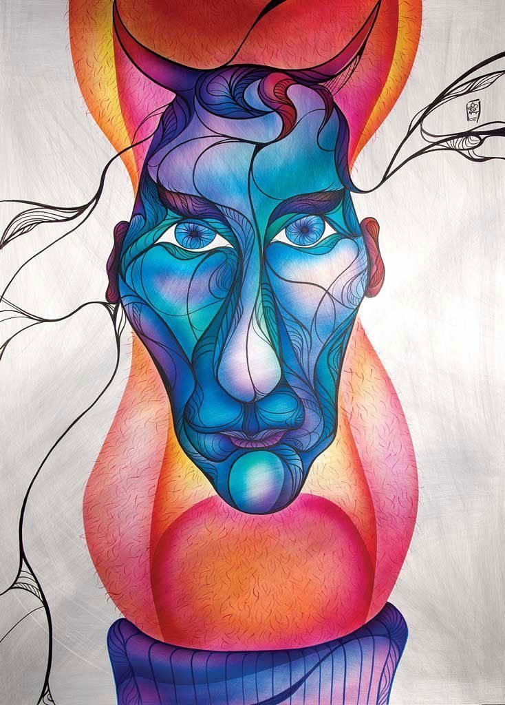 Aluminium portrait of Will Self