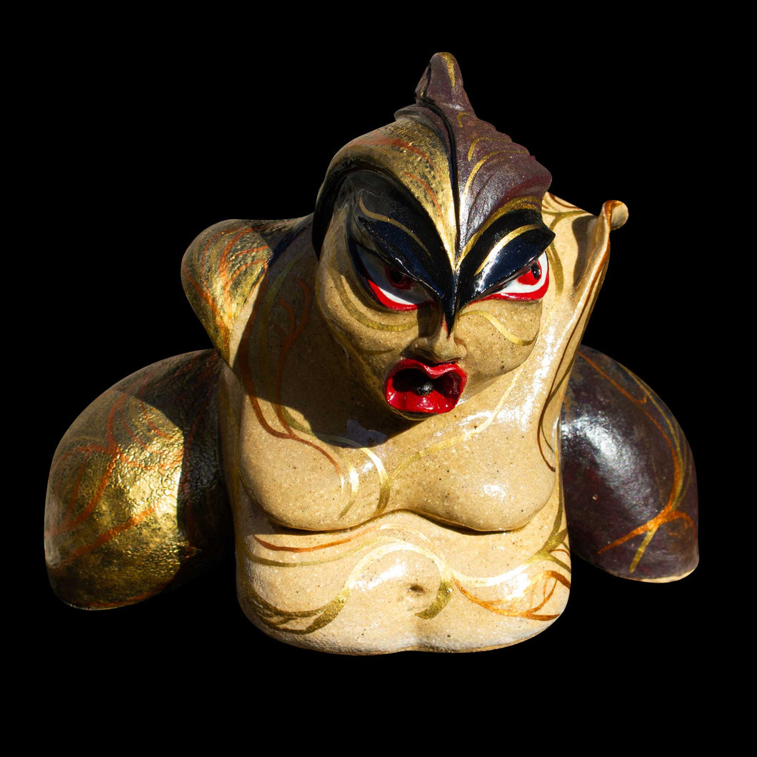 Sumo wrestler ceramic sculpture