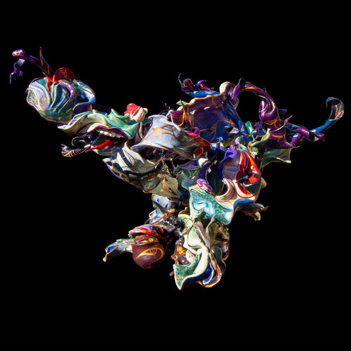 Colourful mixed media sculpture