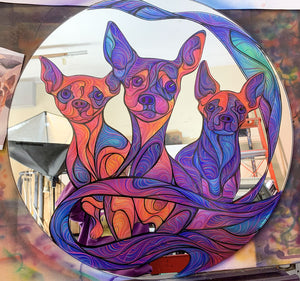 Painting of pets on mirror